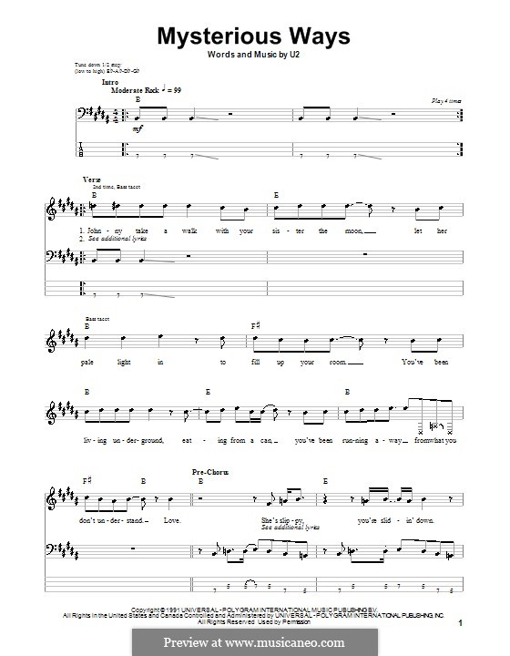 Mysterious Ways: Für Bassgitarre by U2