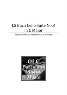 Suite für Cello Nr.3 in C-Dur, BWV 1009: Arrangement for viola by Johann Sebastian Bach