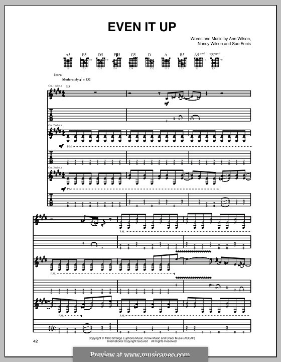Even it Up (Heart): Für Gitarre by Ann Wilson, Nancy Wilson, Sue Ennis