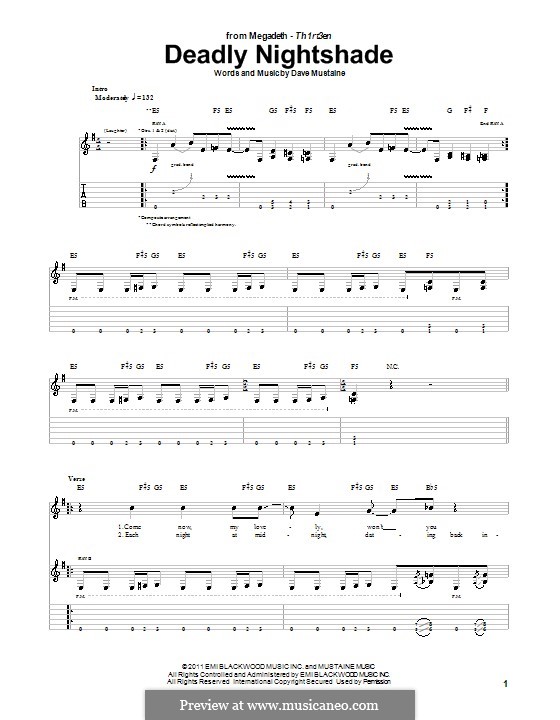 Deadly Nightshade (Megadeth): Für Gitarre mit Tab by Dave Mustaine