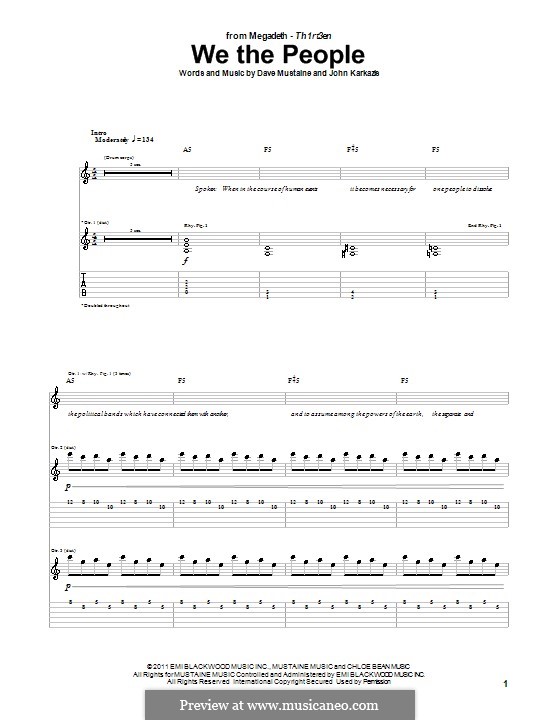 We the People (Megadeth): Für Gitarre by Dave Mustaine, John Karkazis