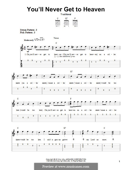 You'll Never Get to Heaven: Für Gitarre by folklore