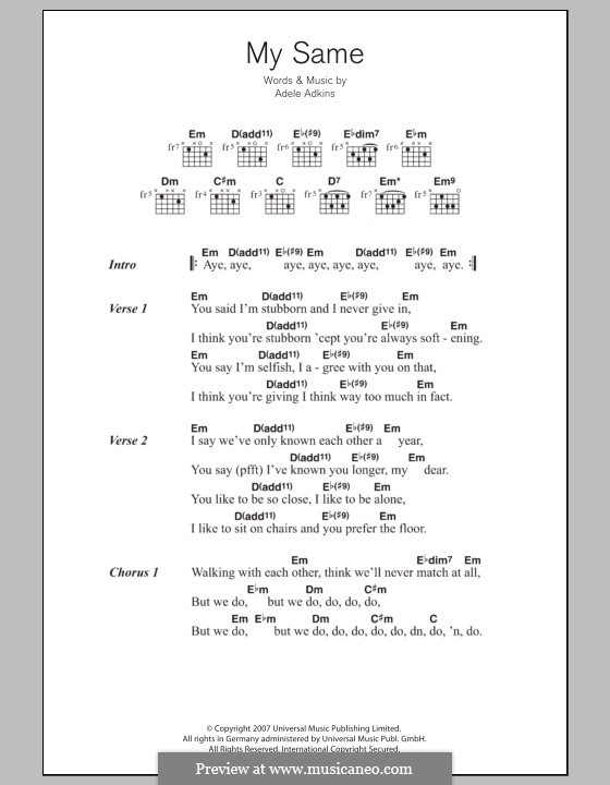 My Same: Texte und Akkorde by Adele