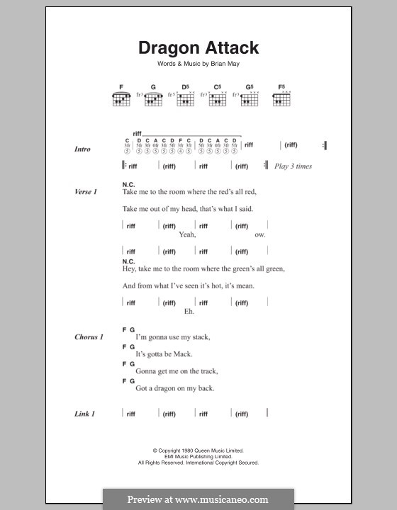 Dragon Attack (Queen): Text und Akkorde by Brian May