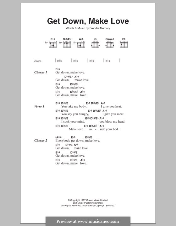 Get Down, Make Love (Queen): Text und Akkorde by Freddie Mercury