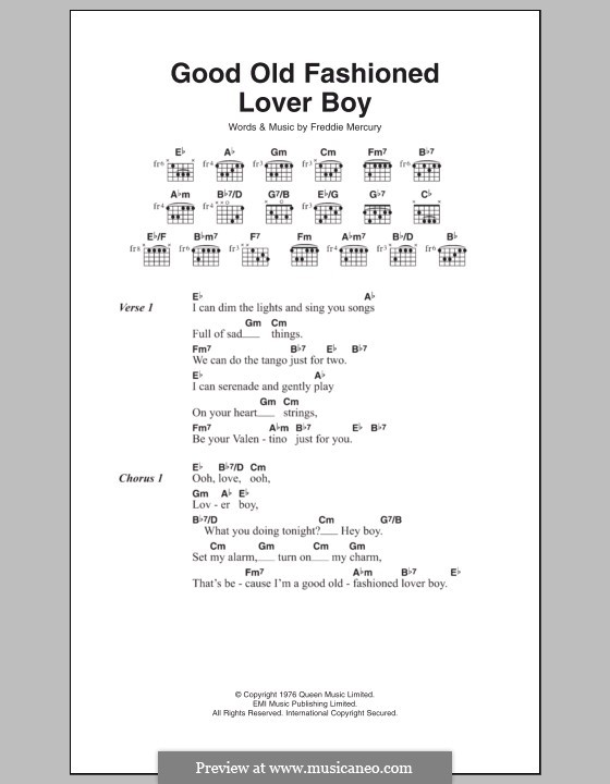 Good Old Fashioned Lover Boy (Queen): Text und Akkorde by Freddie Mercury