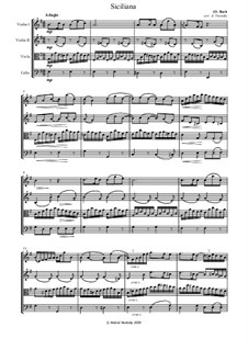 Sonate für Flöte und Cembalo Nr.2 in Es-Dur, BWV 1031: Siciliano. Arrangement for string quartet – parts by Johann Sebastian Bach