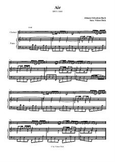 Arie. Bearbeitung für zwei Interpreten: Klarinette und Klavier by Johann Sebastian Bach