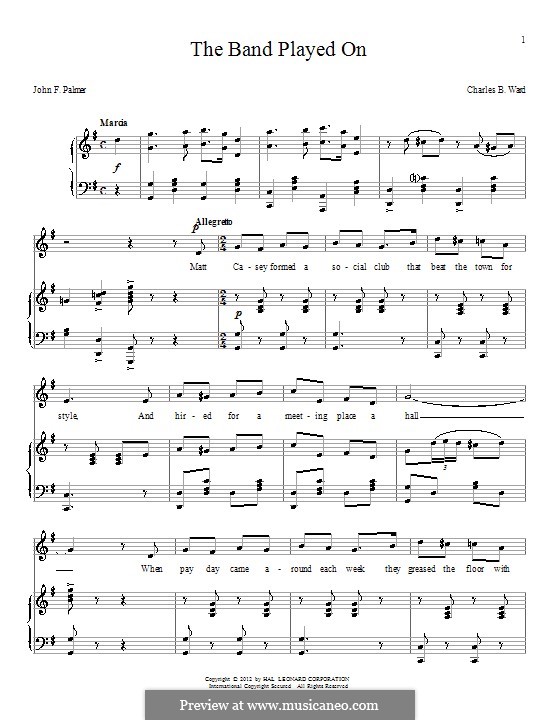 The Band Played on: Für Stimme und Klavier by Charles B. Ward