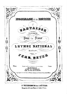 Zwolf elegante Fantaises über russische Themen von verschiedener Komponisten, Op.100: No.1 Hymne National de A. Lvoff by Ferdinand Beyer