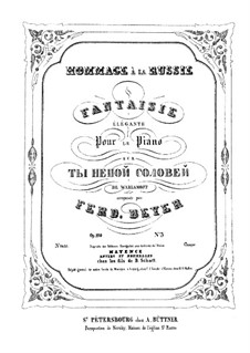 Zwolf elegante Fantaises über russische Themen von verschiedener Komponisten, Op.100: No.3 Romance de Warlamoff by Ferdinand Beyer