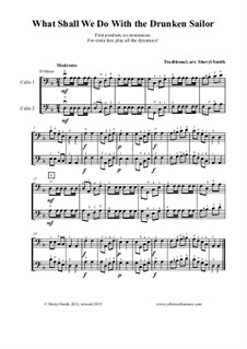 What Shall We Do with the Drunken Sailor: For two beginner cellos (cello duet) by folklore