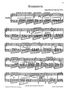 Fünf Klavierstucke, Op.1: No.4 Romance by Ossip Gabrilowitsch