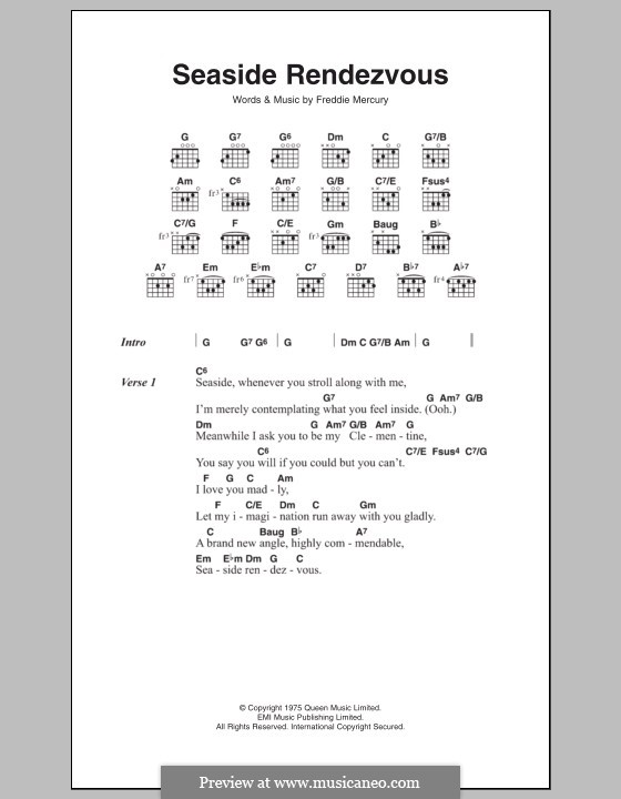 Seaside Rendezvous (Queen): Text und Akkorde by Freddie Mercury