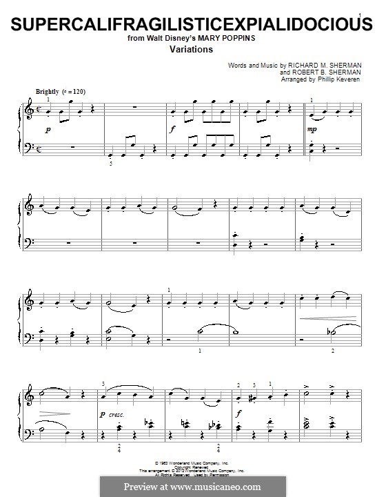 Supercalifragilisticexpialidocious (from Mary Poppins), for Piano: Für einen Interpreten by Richard M. Sherman, Robert B. Sherman