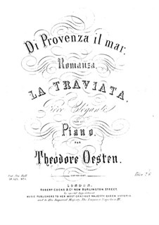 Romanze über Thema aus 'La traviata' von Verdi, Op.125 No.1: Für einen Interpreten by Theodor Oesten