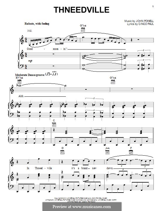 Thneedville: Für Stimme mit Klavier oder Gitarre by John Powell