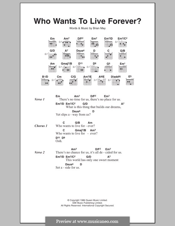 Who Wants to Live Forever? (Queen): Text und Akkorde by Brian May