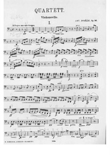 Streichquartett Nr.12 in F-Dur 'Americký', B.179 Op.96: Cellostimme by Antonín Dvořák