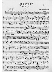 Streichquartett Nr.12 in F-Dur 'Americký', B.179 Op.96: Violinstimme II by Antonín Dvořák