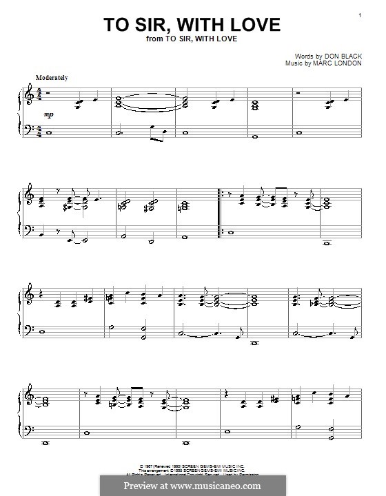 To Sir, with Love: Für Klavier by Marc London