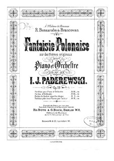Polish Fantasy for Piano and Orchestra, Op.19: Für zwei Klaviere, vierhändig by Ignacy Jan Paderewski