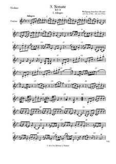 Sonate für Violine und Klavier Nr.3 in B-Dur, K.8: Solo Stimme by Wolfgang Amadeus Mozart