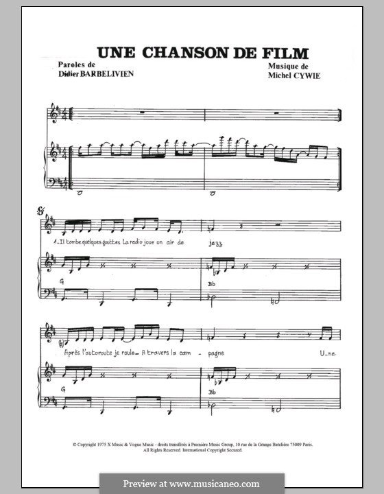 Une chanson de film (Gerard Manuel) von M. Cywie Noten auf MusicaNeo