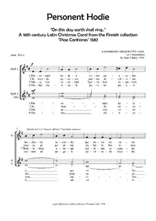 Personent Hodie (early Latin Carol): For SSA by Unknown (works before 1850)