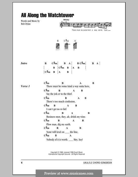 All Along the Watchtower: Für Ukulele by Bob Dylan