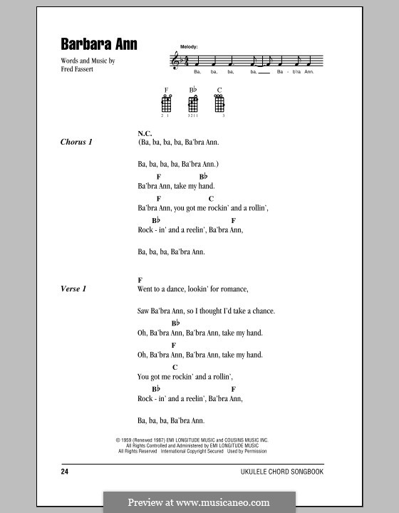 Barbara Ann (The Beach Boys): Für Ukulele by Fred Fassert