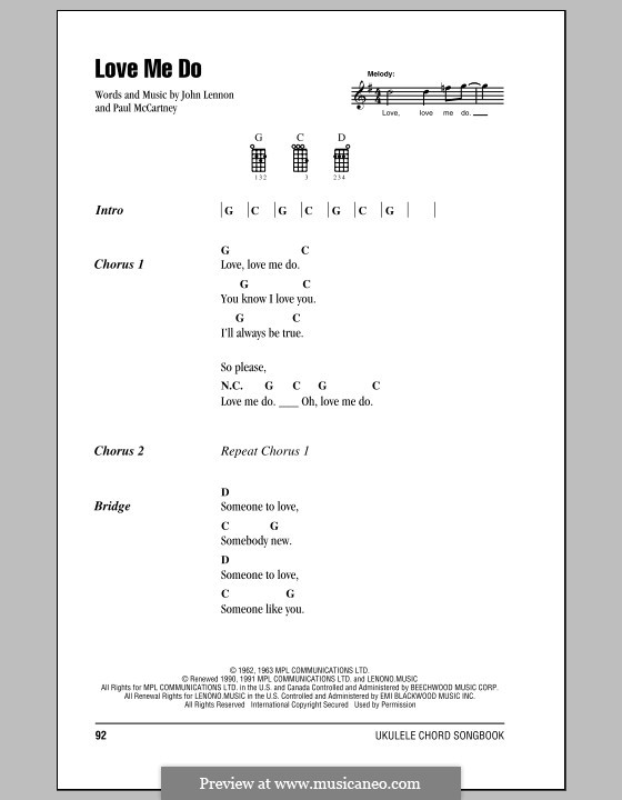 Love Me Do (The Beatles): Für Ukulele by John Lennon, Paul McCartney