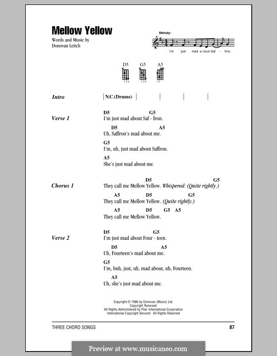 Mellow Yellow: Für Ukulele by Donovan Leitch