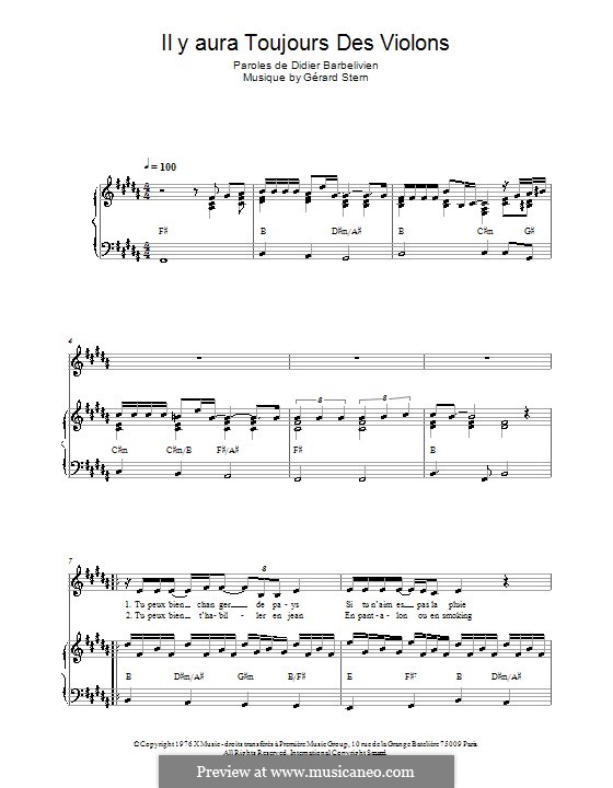 Il y aura toujours des violons von G. Stern Noten auf MusicaNeo