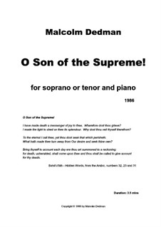 O Son of the Supreme!, MMV2: O Son of the Supreme! by Malcolm Dedman