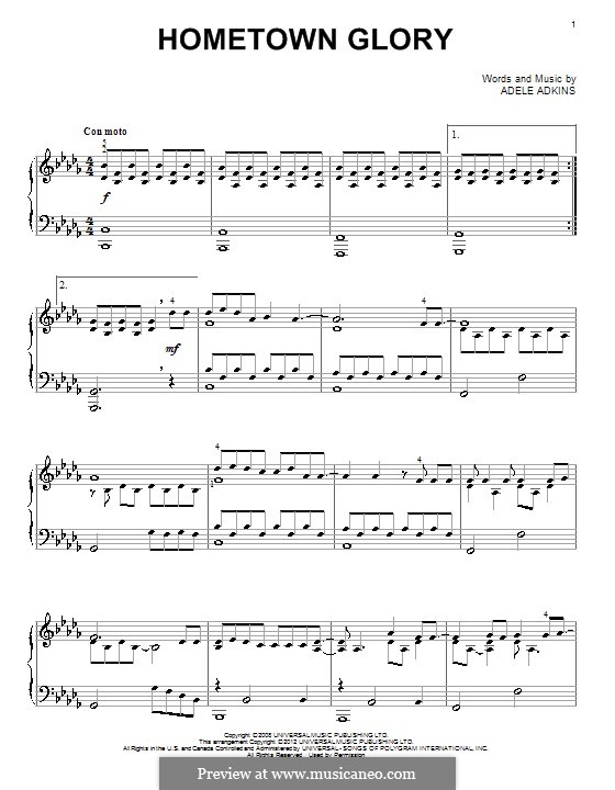 Hometown Glory: Für Klavier by Adele