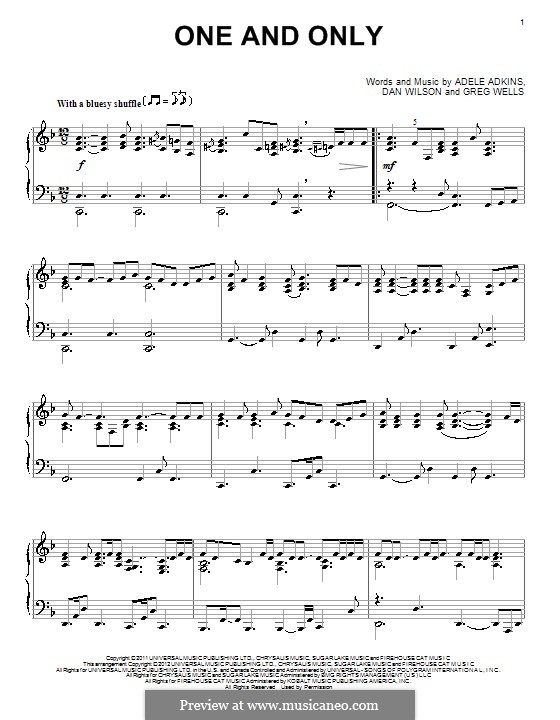 One and Only: Für Klavier by Adele, Daniel Wilson, Greg Wells