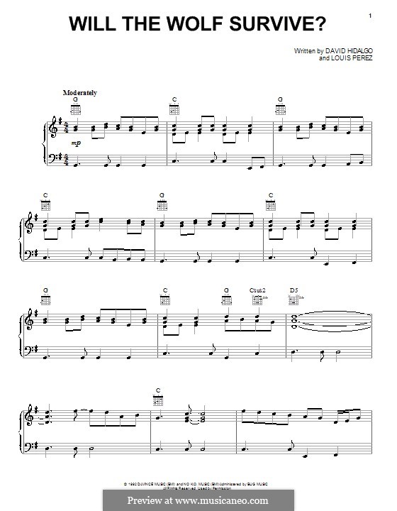 Will the Wolf Survive? (Los Lobos): Für Stimme und Klavier (oder Gitarre) by David Hidalgo, Louis Perez