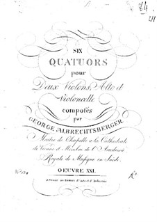 Sechs Streichquartette, Op.21: Violinstimme I by Johann Georg Albrechtsberger