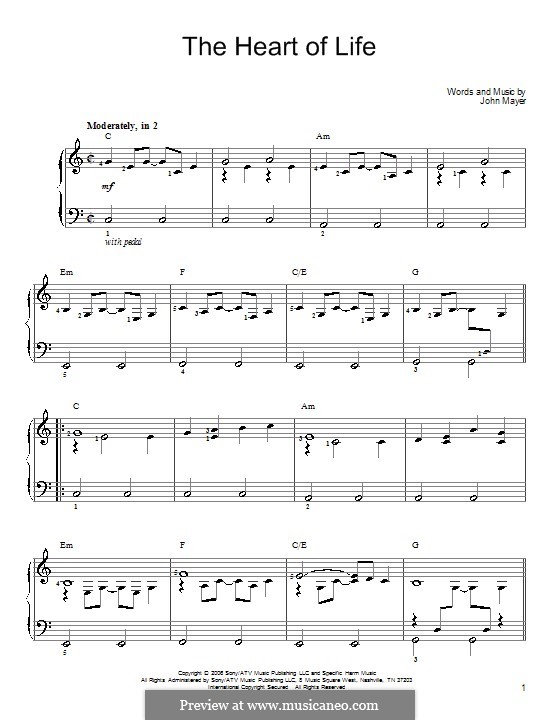The Heart of Life: Für Klavier by John Mayer