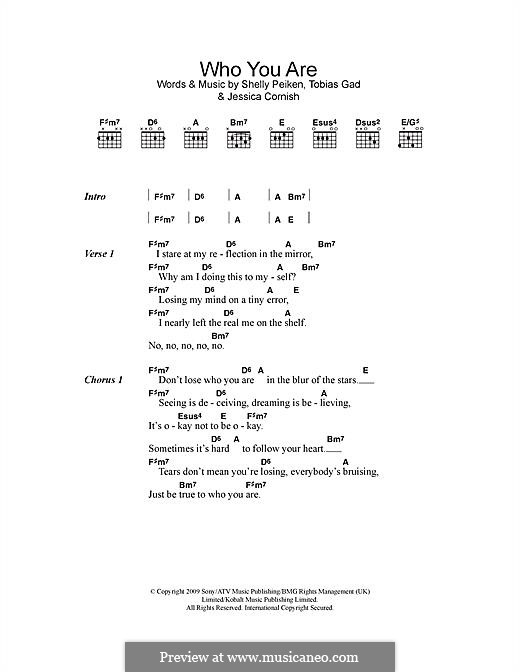 Who You Are (Jessie J): Text und Akkorde by Jessica Cornish, Shelly Peiken, Tobias Gad