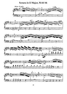 Sonate für Tasteninstrumente in E-Dur, H 213 Wq 65:46: Für einen Interpreten by Carl Philipp Emanuel Bach