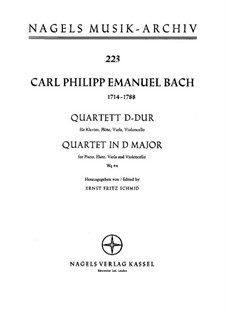Klaiverquartett, H 538 Wq 94: Vollpartitur by Carl Philipp Emanuel Bach