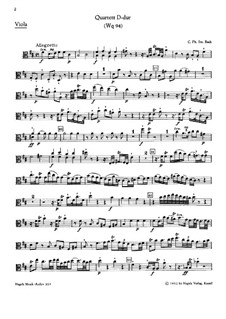 Klaiverquartett, H 538 Wq 94: Violastimme by Carl Philipp Emanuel Bach
