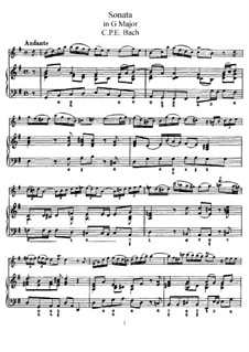 Sonate für Flöte und Cembalo in G-Dur, H 550 Wq 123: Partitur, Solostimme by Carl Philipp Emanuel Bach