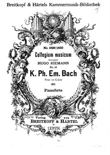 Trio Sonate für zwei Violinen und Basso Continuo in G-Dur, H 583 Wq 157: Vollpartitur by Carl Philipp Emanuel Bach