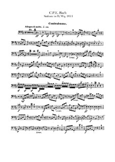 Sinfonie in Nr.1 D-dur, H 663 Wq 183:1: Kontrabass-Stimme by Carl Philipp Emanuel Bach