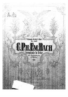 Sinfonie in Nr.1 D-dur, H 663 Wq 183:1: Version für Klavier, vierhändig – erste Stimme, zweite Stimme by Carl Philipp Emanuel Bach