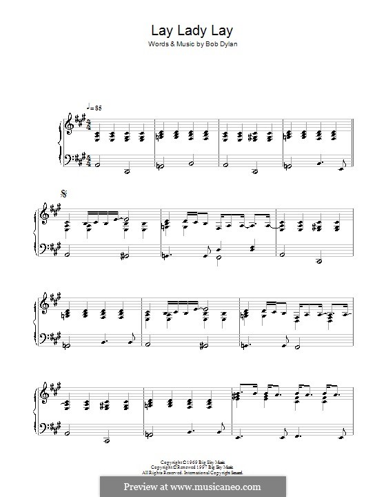 Lay Lady Lay: Für Klavier by Bob Dylan
