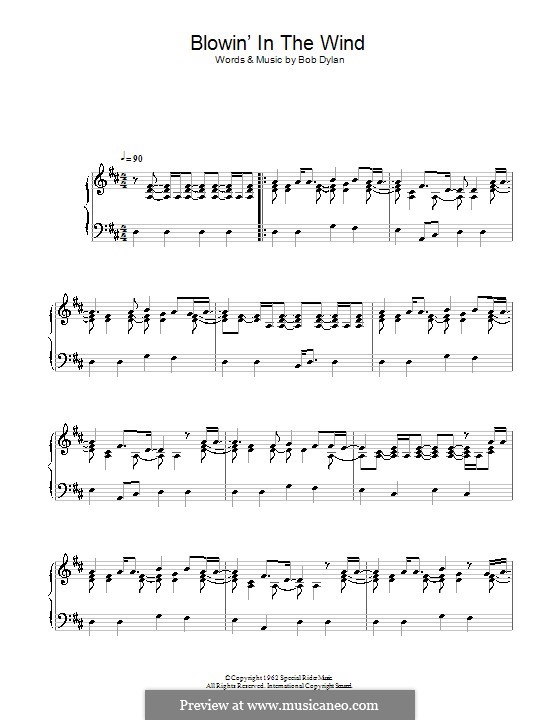 Blowin' in the Wind: Für Klavier by Bob Dylan